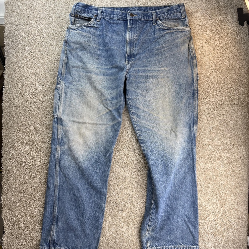Y2K Dickies Carpenter Jeans Mens 40x32 Light Wash Denim Relaxed Straight B939SNB